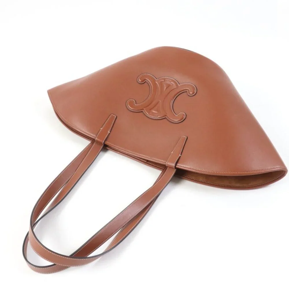 Celine Du3.04 lu Cuir Triomphe Coufant Medium Tote Bag Tan Smooth Calfskin - Picture 5 of 13